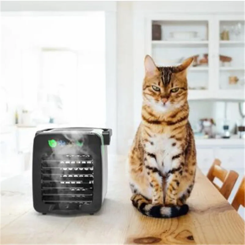 

200ml USB Mini Cooling Fan Negative Ion Air Conditioner Humidifier Purifier RGB 7 Colors Light Desktop Air Cooler Fan for Office