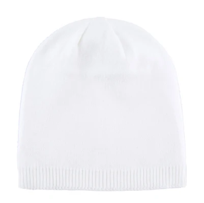Шапка женская зимние трикотажные шапки для женщин однотонные с двойной подкладкой вязаная шапка бини шапочки шапка женская зимняя - Цвет: White