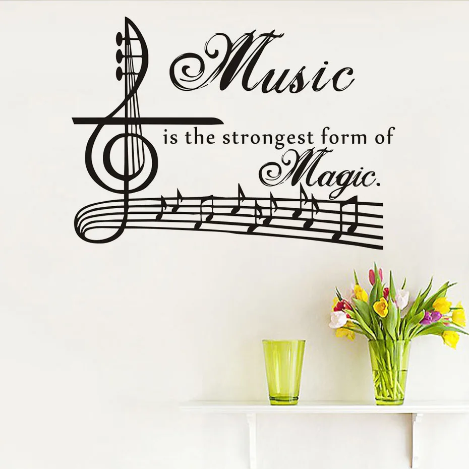 Musik Ist Die Stärkste Form Von Magie Wand Abziehbilder Kidsroom Vinyl Kunst Aufkleber Abnehmbare Zitate Reble Clef Musical Notes Startseite decor in Musik