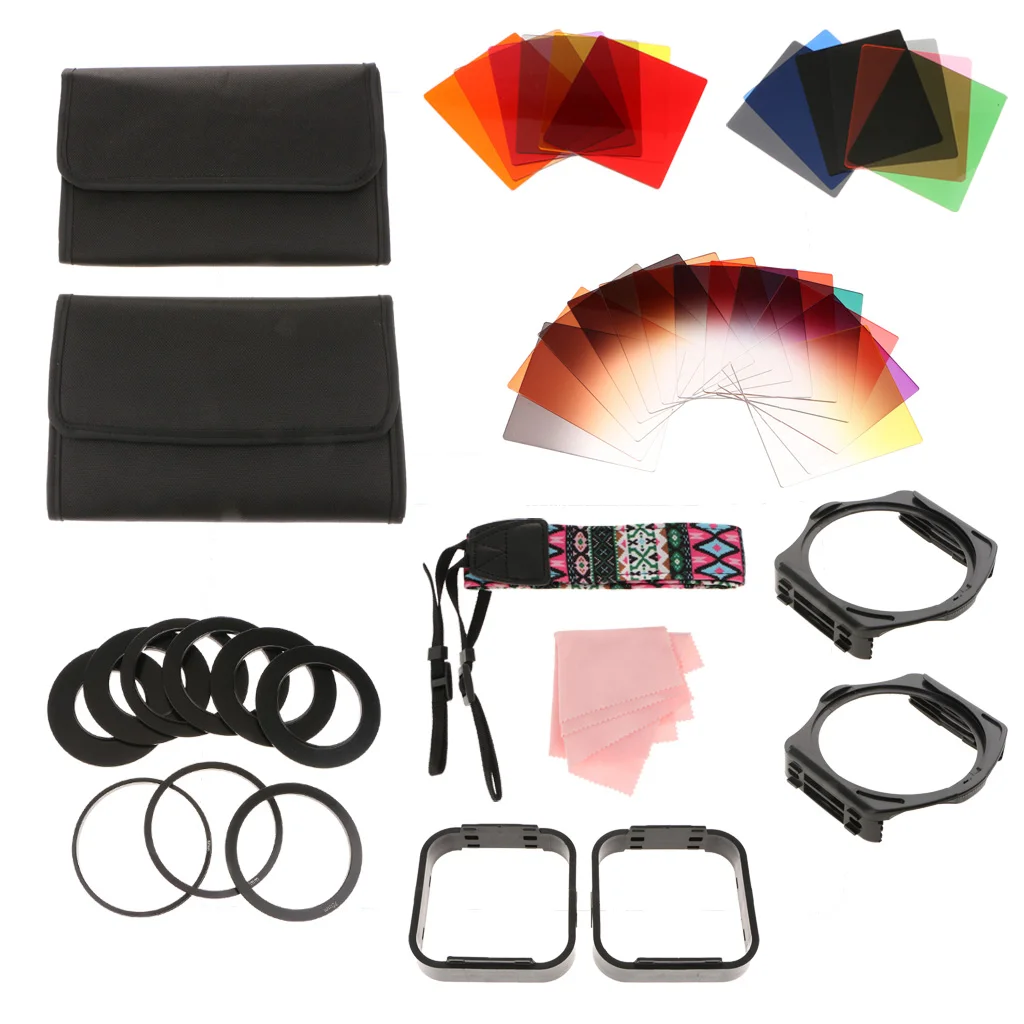 38 in 1 Graduated 24 Color Filter Sets Filters Lens Kit with 2 Filter Holder