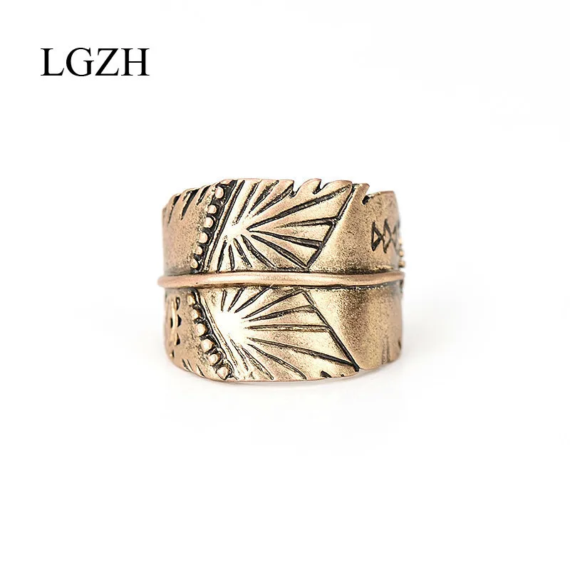 LGZH New Vintage Cuff Knuckle Finger Ring Antique Silver Gold Leaf Adjustable Bohemia Style Rings Women Jewelry Bijoux | Украшения и