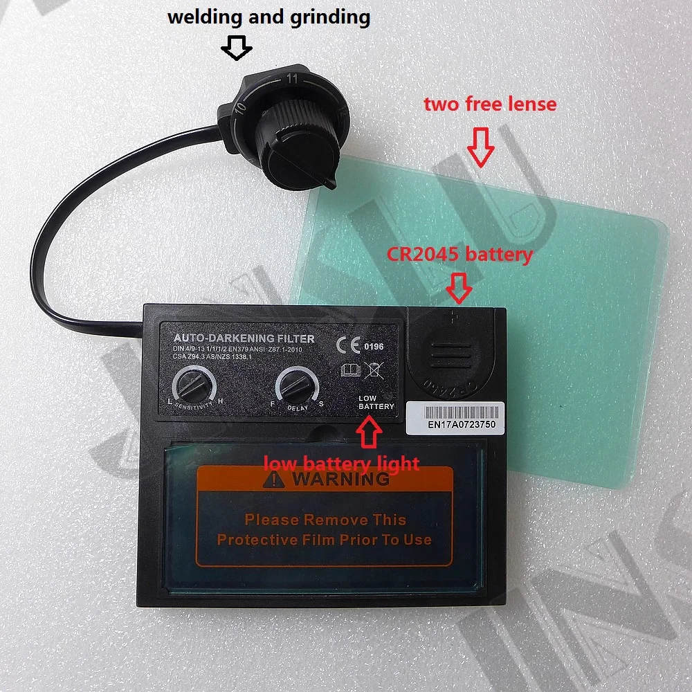 

CR2045 battery solar auto darkening shading welding filter two free film for the welding mask and the welding helmet Grind Weld
