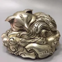 Рождественское украшение металлическая курильница, коллекционная тибетская Серебряная старая горелка ручной работы с лисой благовония