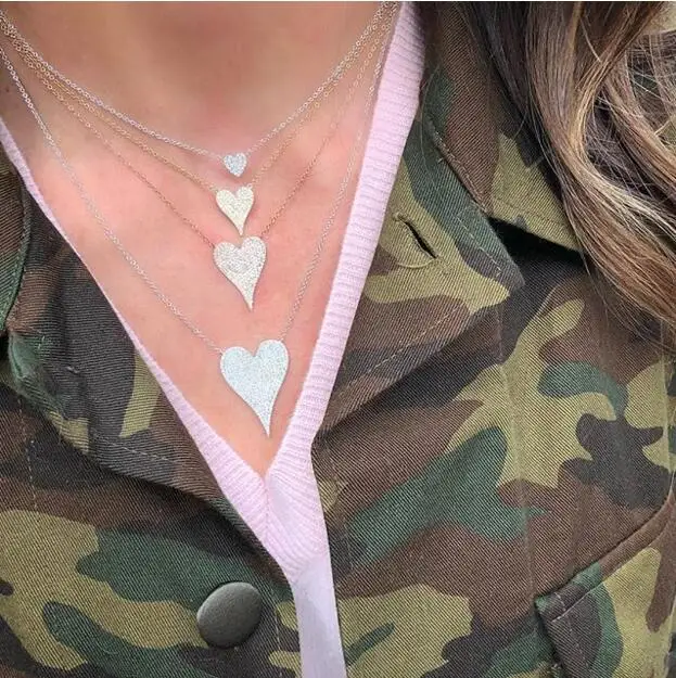 100% 925 sterling silver micro pave cz heart necklace shiny cubic zirconia valentines gift for lover elegance Romantic jewelry - Image 2