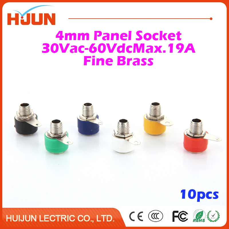 

10pcs 4mm 19A Copper Banana Panel Socket Plug Binding Post Audio Speaker Adapter Amplifier Power Female Terminal Connector