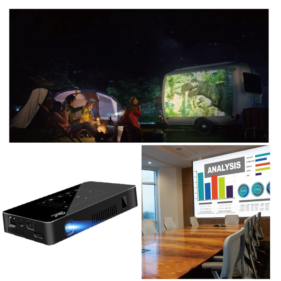 Smartldea HD Mini Smart DLP projector android 9.0 wifi beamer bluetooth 4K Build-in battery touch keys Airplay Miracast DLNA