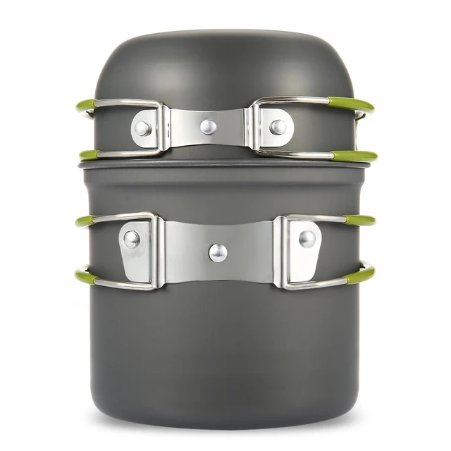 Protable Outdoor Multitool Tableware Pot Pan Bowl Hiking Double Layers