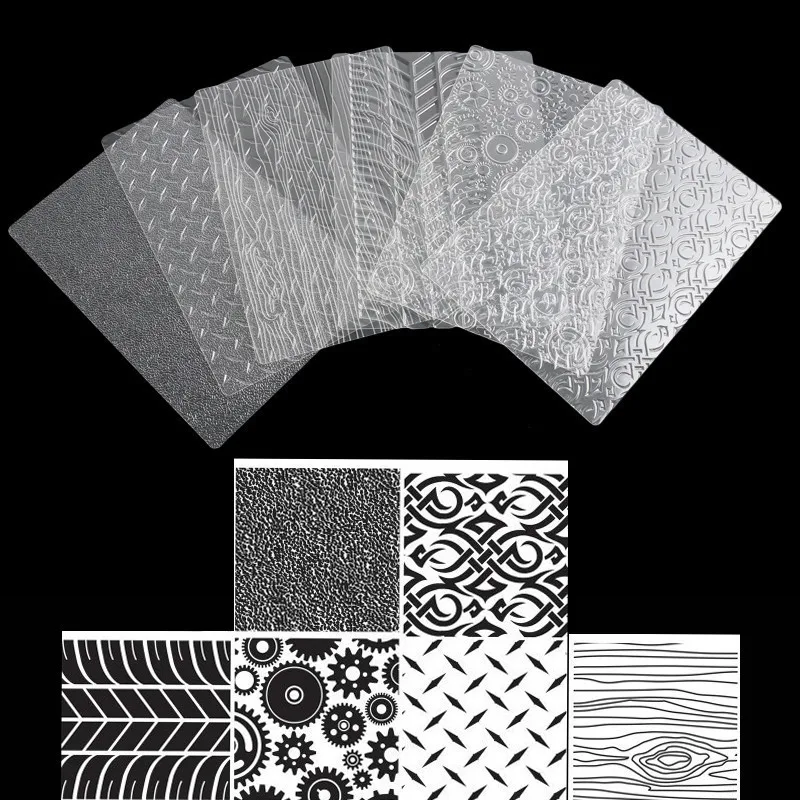 6pcs Set 4 Styles Texture Plastic Mold Mat Bakeware Texture Sheet