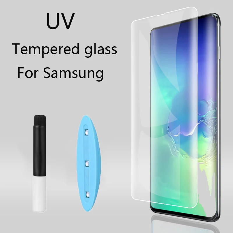 Прозрачное изогнутое жидкое ультрафиолет закаленное стекло для Samsung Galaxy S10 S8 S9 Plus