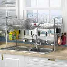 Multi Layered Kitchen Dish Rack Iron Dish Drainer Stainless Steel Sink Drain Rack Kitchen Rack Storage Shelf Kitchen Organizer