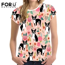 FORUDESIGNS/футболка для тренировок, для бега, женская футболка, с принтом Бостона терьера, Спортивная футболка, сухая, подходит, спортивная одежда, Рашгард, женские топы