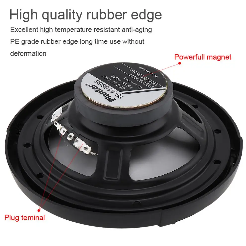 2 шт./лот, TS-A1696S, 6 дюймов, 650 Вт, автомобильный HiFi коаксиальный динамик, автомобильная дверь, авто аудио, стерео, полный диапазон частот, громкий динамик