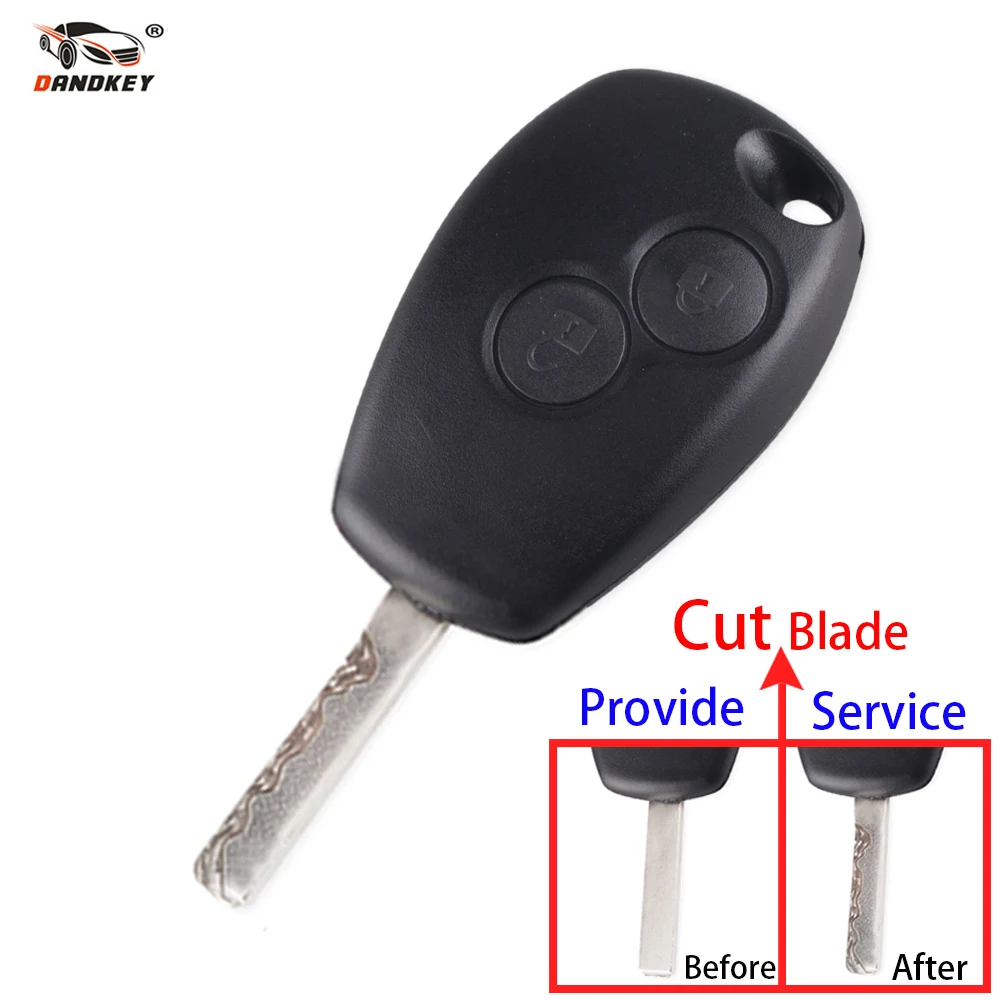 

DANDKEY 2 Button Key Case For For Renault Duster Modus Clio 3 Twingo DACIA Logan Sandero Fob Replacement With Cut Blade