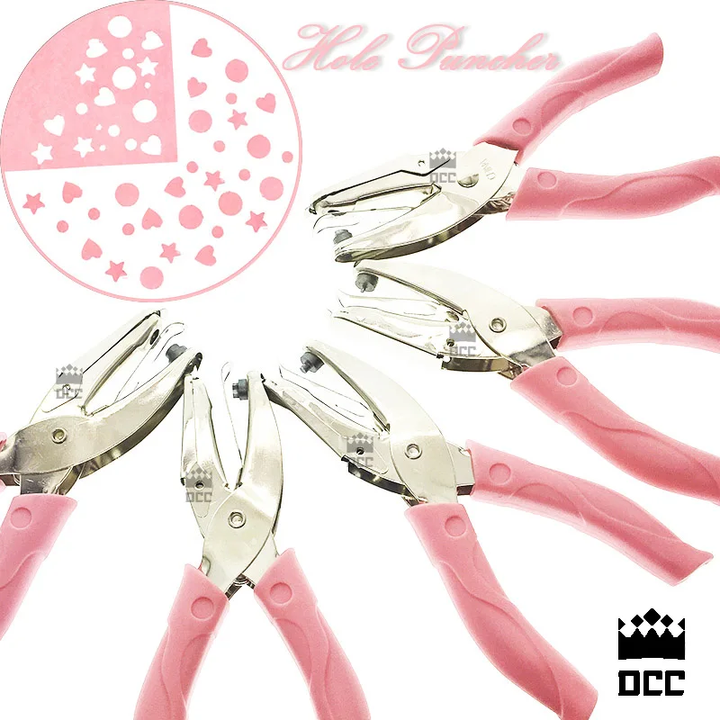 

1piece Kawai Cute Pink Round Heart Star Shape Hole Puncher for Punching a hole in the transparent material film