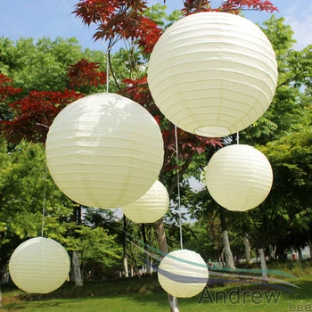 

High Quality ivory color Paper Lanterns 7pcs/lot Mixed Sizes(4-16inch)Chinese paper Ball/Balloon wedding decorations Kids Gift