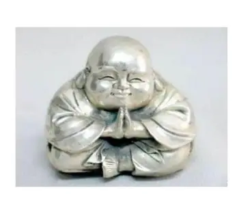 

Chinese tibet silver carved happy buddha figurine