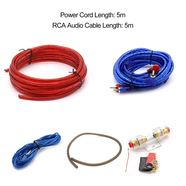 Cheap Car Audio Cable Kit Wiring Kit For Speaker Amplifier Subwoofer With Fuse Holder Power Cable Earth Wire RCA Audio Cable
