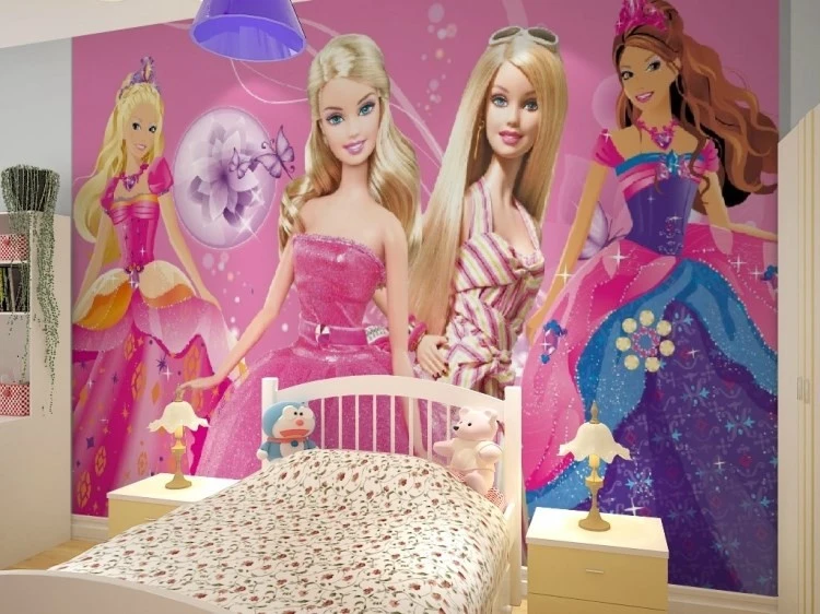 3D mural livingbedding kid's room,TV setting wall wallpaper barbie girl  papel de parede photo|papel de|3d muralpapel de parede - AliExpress