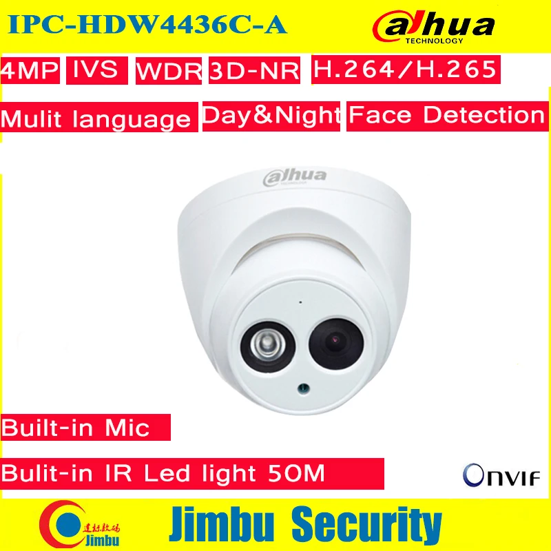 

Dahua 4MP IP Camera IPC-HDW4436C-A IR50M H.265/H.264 Full HD Built-in-MIC CCTV Network Camera WDR Mulli-language IVS