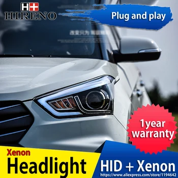 

Hireno Headlamp for 2015-2017 Hyundai IX25 Crete Headlight Headlight Assembly LED DRL Angel Lens Double Beam HID Xenon 2pcs