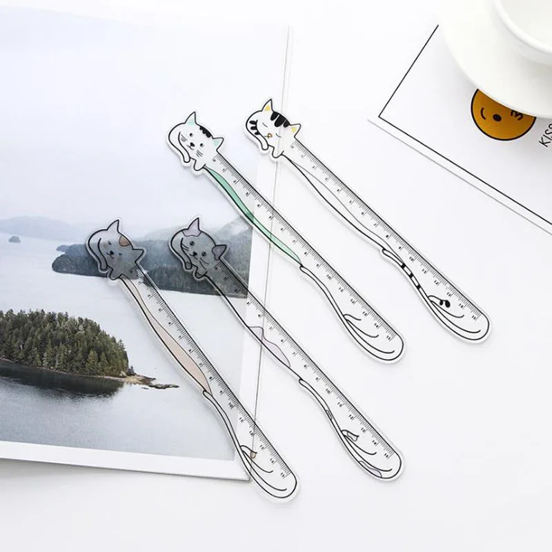 

1 Pcs hot 15cm Cat Rabbit Plastic Ruler Measuring Straight Ruler Tool Promotional Gift Stationery