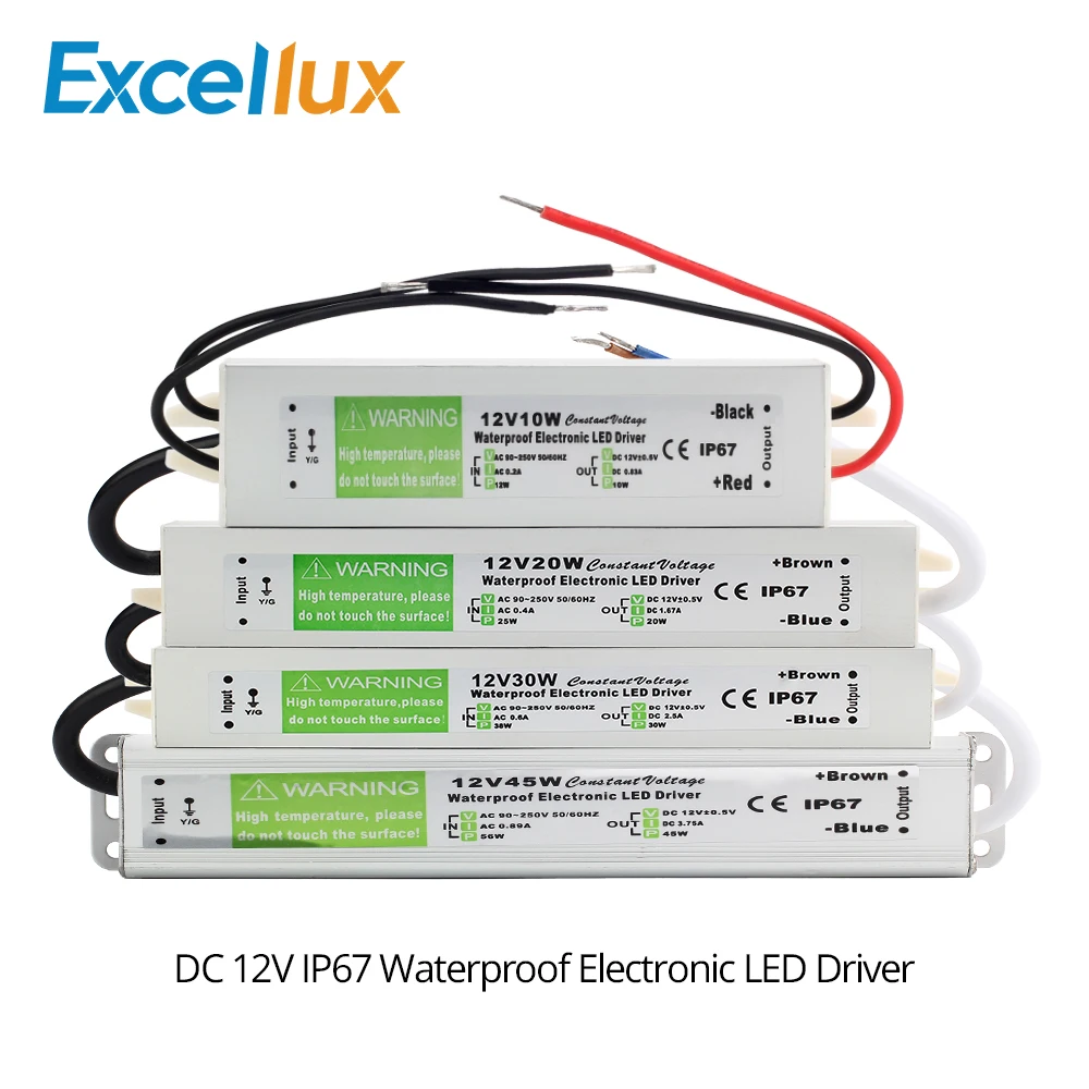

12V Power Supply IP67 Rainproof Power Supply Electronic LED Driver 12 Volt for led Strip Outdoor lighting driver 10W/20W/30W/45W