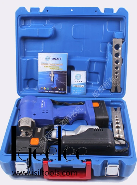 

Cordless Electric Flaring Tool Kit CT-E806 with Scraper Tube cutter Spare Battery Steel Bar for 1/4'~3/4" (6mm-19mm)