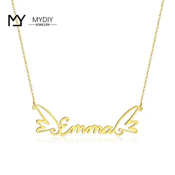 

Customize Wings Name Necklace Personalized Gold Nameplate in 925 Sterling Sliver Necklaces For Women Fation Jewelry