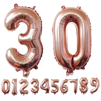 

1pc 32 inch Rose Gold Silver Aluminium Foil Number Balloons 0-9 Birthday Wedding Engagement Party Decor Globo Kids Ball Supplies