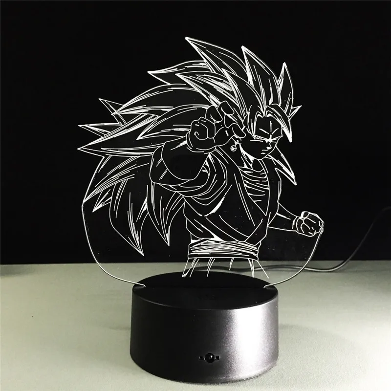 Dragon Ball Z Goku Супер Saiyan 3 лампы светодиодный ночник фигурку 7 цветов Touch украшение стола свет Оптическая иллюзия
