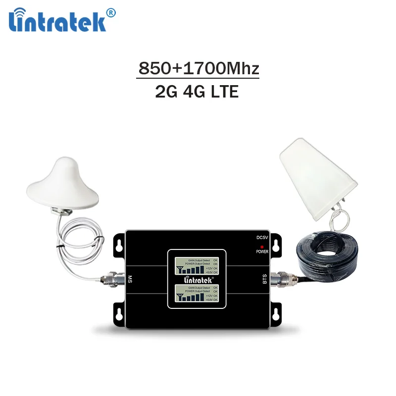 Lintratek celular Репитер сигнала gsm 3g 4g Усилитель 850 1700Mhz мобильный усилитель 2g/3g/4g lte repetidor