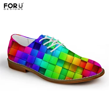 

FORUDESIGNS Fashion Colorful Brand Design Men's Casual Leather Shoes Breathable Lace-up Flats Leisure Male Oxfords Shoes Custom
