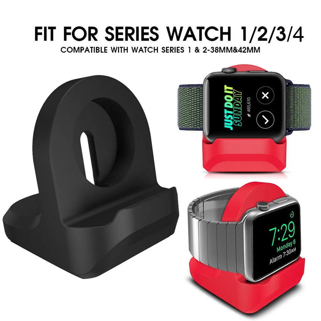

For Apple Watch 42mm/38mm Silicone Charging Dock Stand Holder Bracelet Smart Watch Relogio Android SmartWatch Phone For IOS