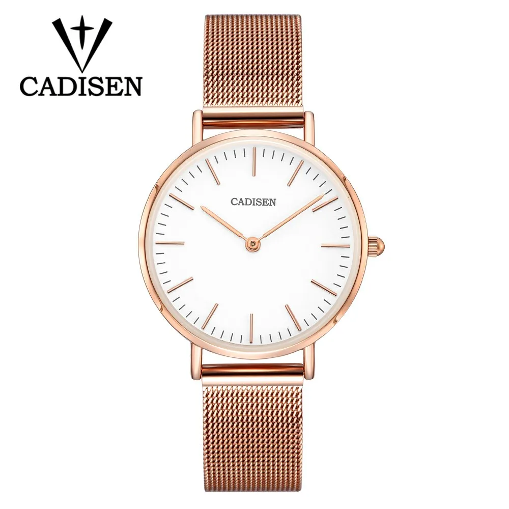

CADISEN premium luxury ladies quartz leisure super fine mesh stainless steel watch waterproof