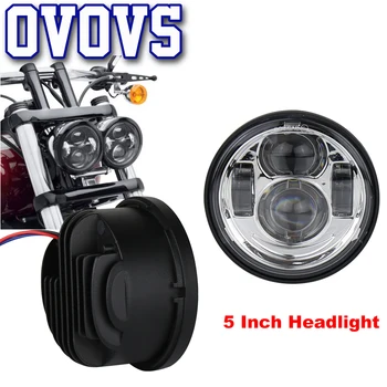 

Motorcycle 5inch LED Headlights Driving Light Round High/Low Beam 5" 40w chrome Led Lamp for Fat Bob 2Pcs