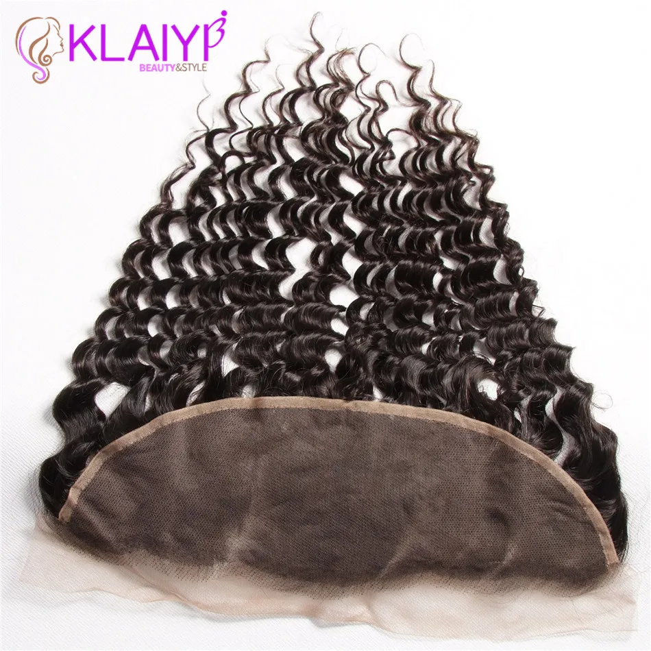Klaiyi Remy Hair Lace Frontal Closure 100% Human Hair 13*4 Free Part Ear To Ear Lace Frontal Peruvian Hair