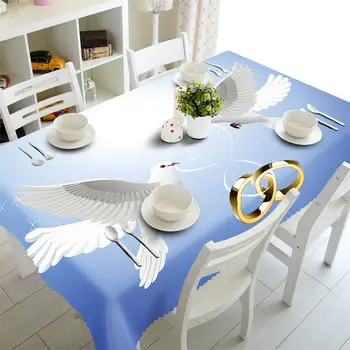 

Waterproof Tablecloth rectangular White dove Coffee Table cloth wedding Round Cabinet cover Customized size Pillowcase