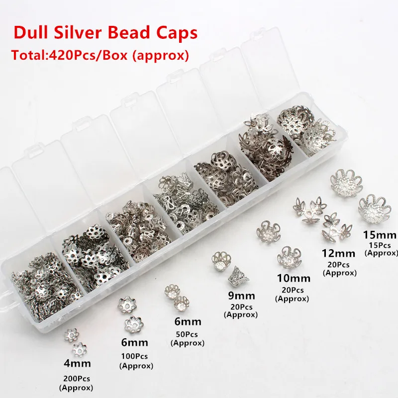 

Silver/Gold Plated Filligree Flower Cup Shape Bead Caps for Jewelry Making End Caps 4 6 6 9 10 12 15mm HK072