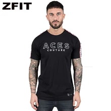 ZFIT Новая мужская спортивная футболка с короткими рукавами фитнес для мышц Баскетбол Бег футболка мужской тренажерный зал тренировка тонкие мужские футболки