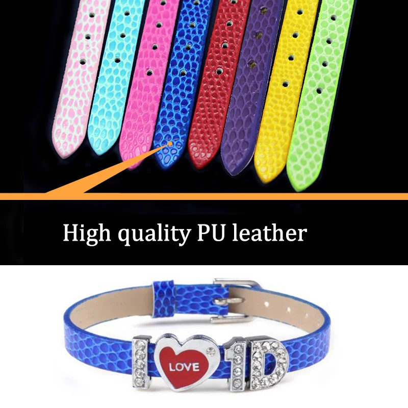 100PCS 8MM PU Leather Snake Wristband&Bracelets for DIY 8mm Slide Letters/Charms