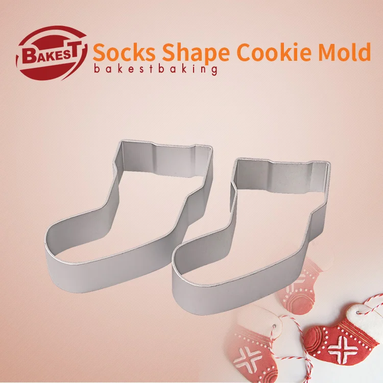 

BAKEST 10pcs/lot Socks Shape Cookie Mold Aluminum Biscuit Cutter DIY Fondant Cake Tools