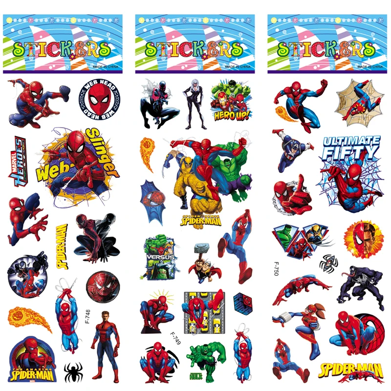12 листов/набор, супер герой, Человек-паук, наклейка s, игрушки, 3D, Пуффи, пузырь, наклейка, скрапбук, Человек-паук, для детей, для мальчиков, подарок