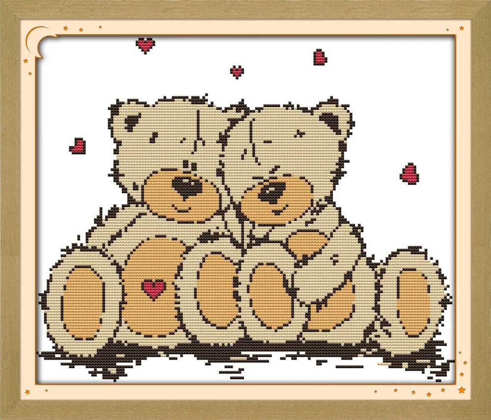 

Sweet time two bears Printed Canvas DMC Counted Cross Stitch Kits printed Cross-stitch set Embroidery Needlework