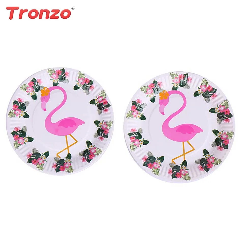 

Tronzo Flamingo Birthday Party Paper Plates 7inch 10PCS/6PCS Cake Dish Disposable Plates Flamingo Party Decoration Kids Favor