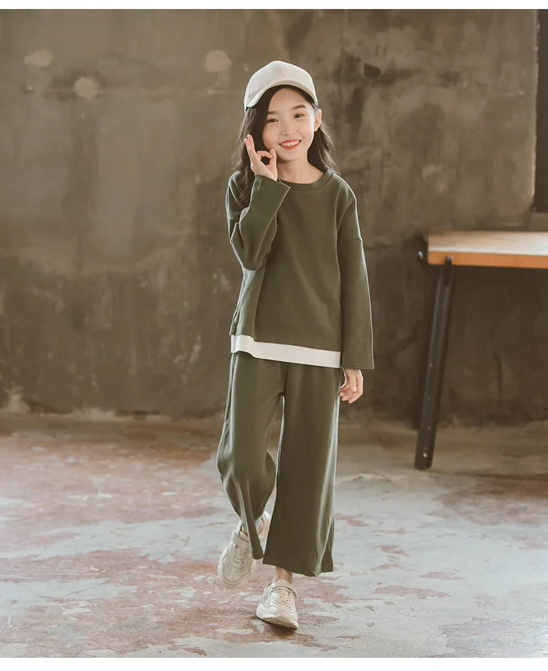 Girls Summer Clothes 8 10 12 Years Kids 2 Pcs Cotton Patchwork Sweatshirts For Teenagers Girls Loose Pant Suit Children Clothing (20).jpg