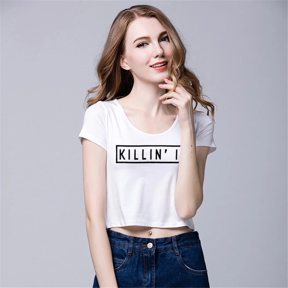 

2019 Fashion Harajuku Women Crop Top Cute Cartoon BEST FRIENDS Printing Short Sleeve T-Shirts Summer Female Korean style T Shirt