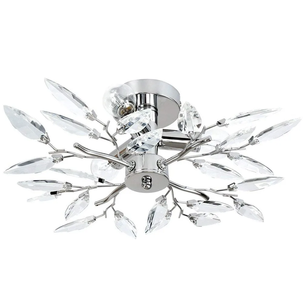 

Modern elegant crystal ceiling lamp creative crystal leaf art design chrome finish bedroom kitchen dining loft living room E14
