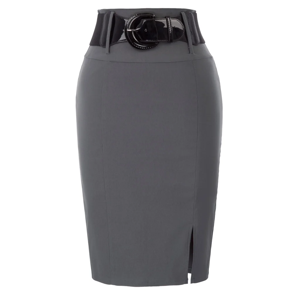 Женская Однотонная юбка-карандаш с высокой талией и поясом | одежда