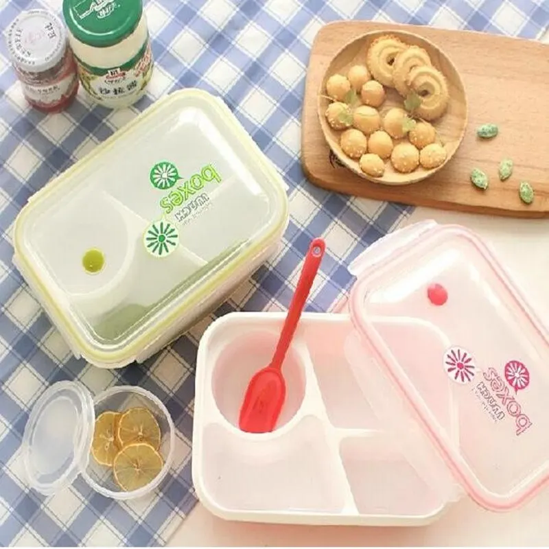 Пластик Обед Пищевой Контейнер красочные микроволновые обед Bento Box ужин дети