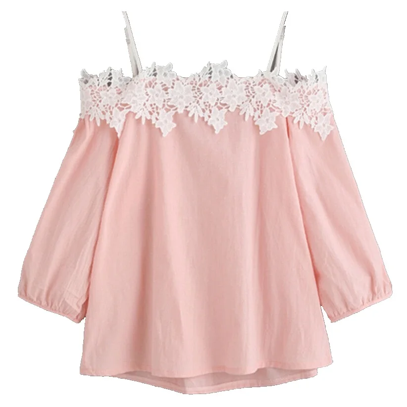

2017 Summer Stweety Women Off shoulder Lace Loose Blouse Fresh Girls Puff Sleeves